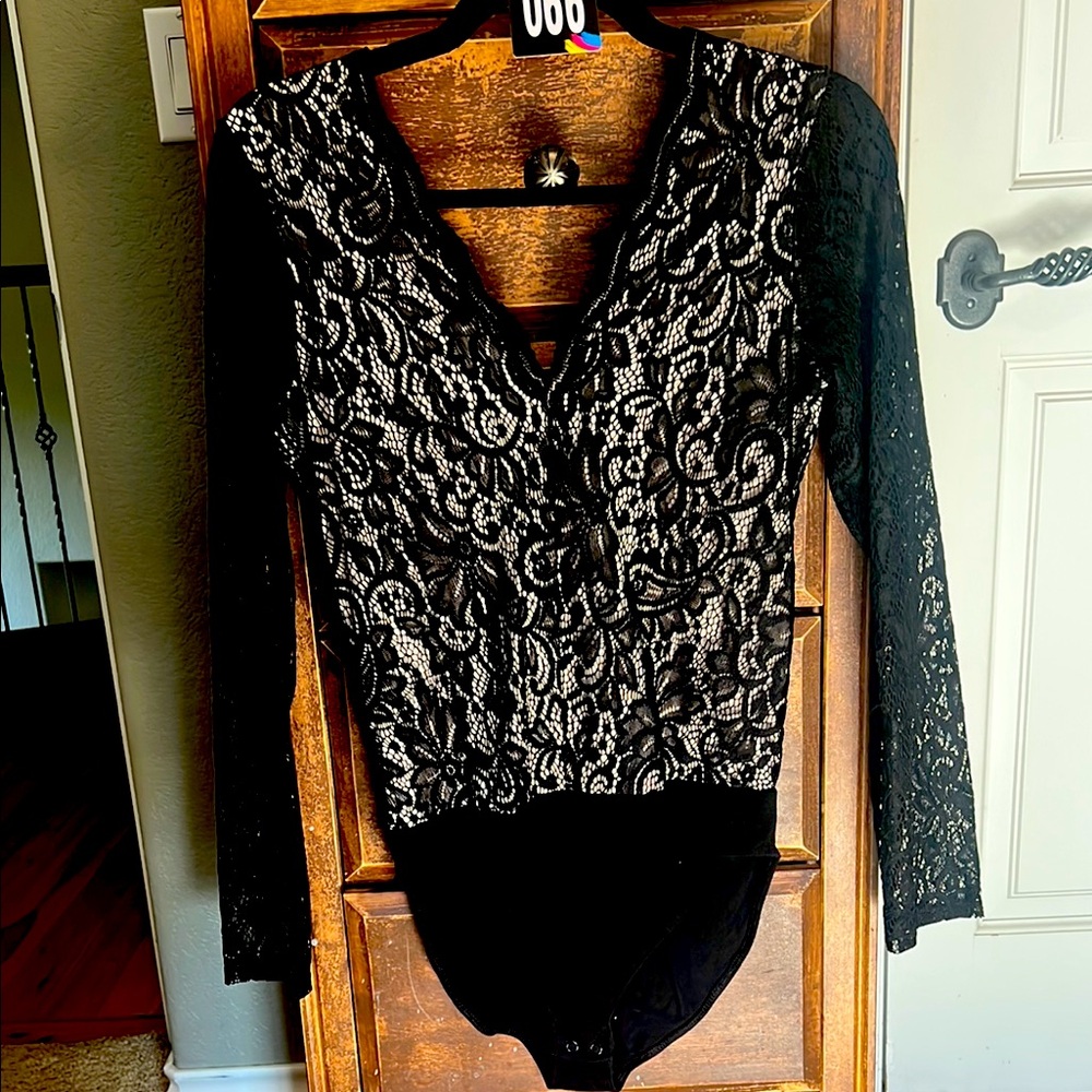 66  Black Lace Bodysuit